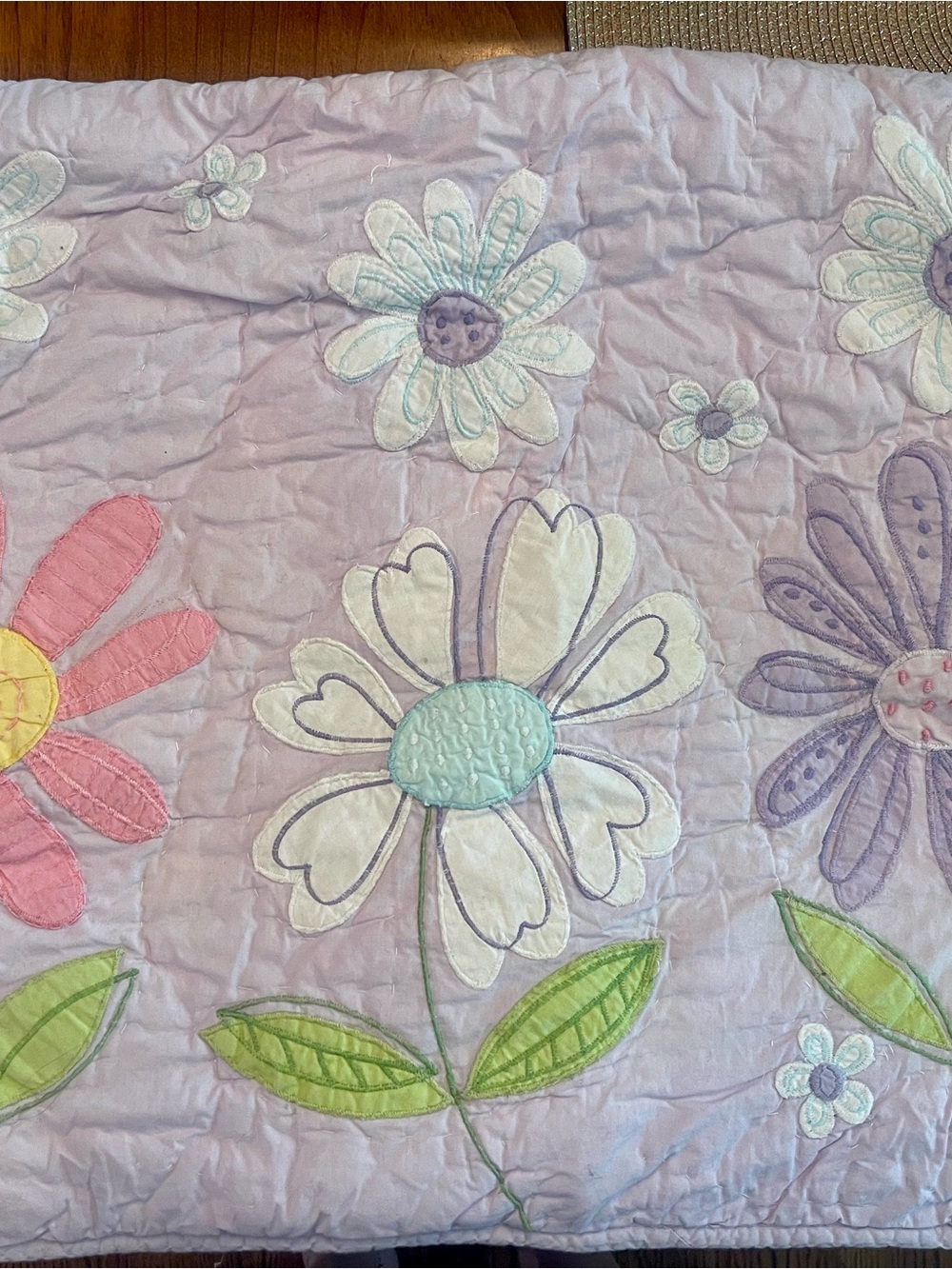 Pottery Barn Kids Lavender Quilted Floral Comforter with shams - Pastel Flowers